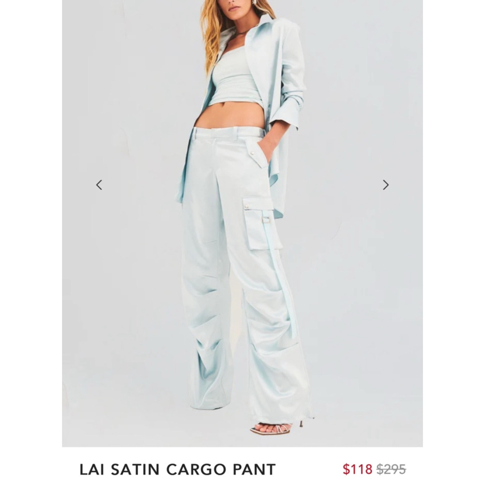 SEROYA Lai Satin Cargo Pants, NWT, Size M, $295 MSRP